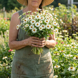 White Crystal Mexican, Zinnia